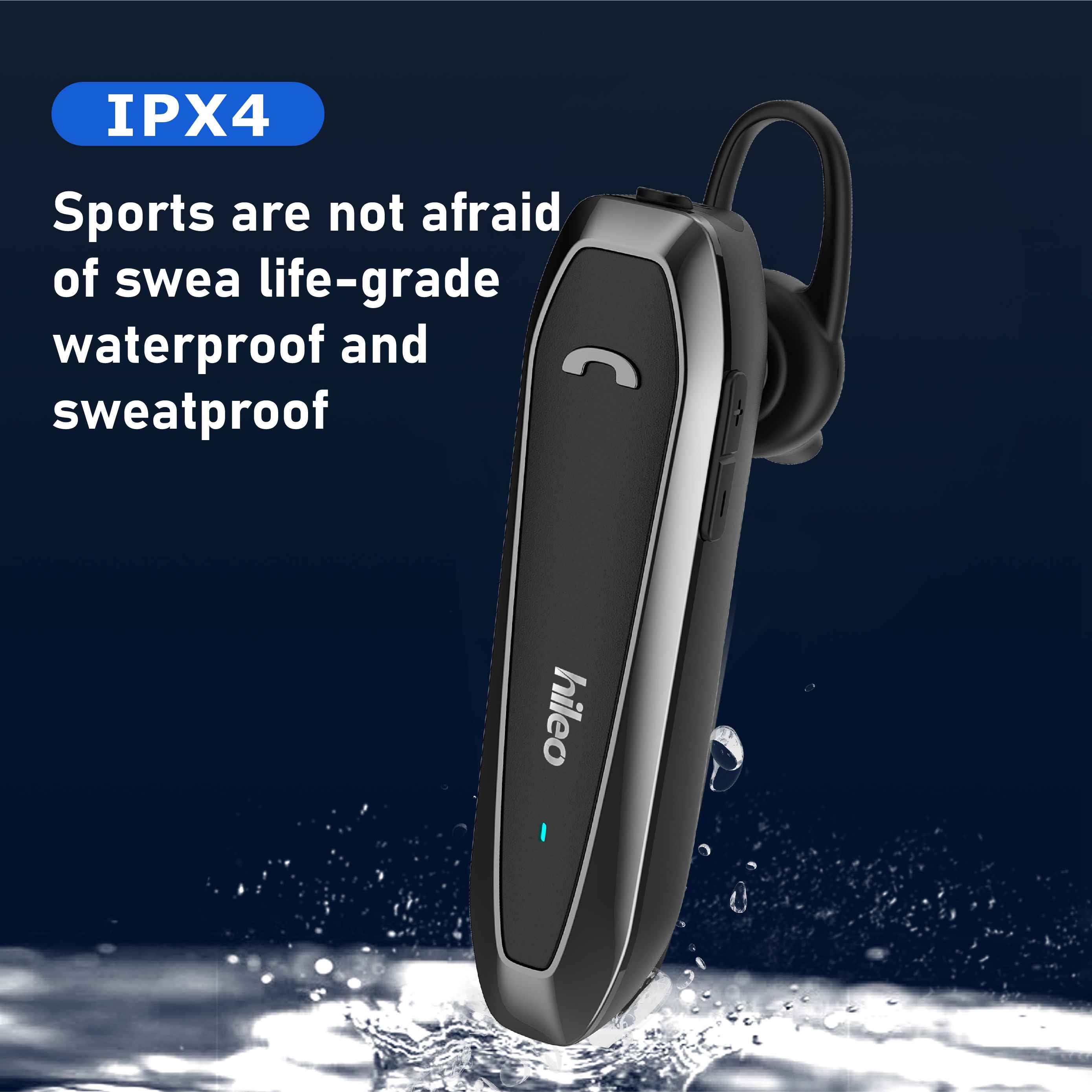 HILEO Hi6 Single Ear Wireless Bluetooth Headset Low-Power Dissipation Earphone Business Style Ultra-Long Standby Headphone Support IPX4 Water Resistant HILEO Hi6 Single Ear Wireless Bluetooth Headset Low-Power Dissipation Earphone Business Style Ultra-Long Standby Headphone Support IPX4 Water Resistant